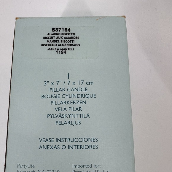 Partylite S37164 Almond Biscotti 3" X 7" Bell Top Pillar Candle - Picture 5 of 9